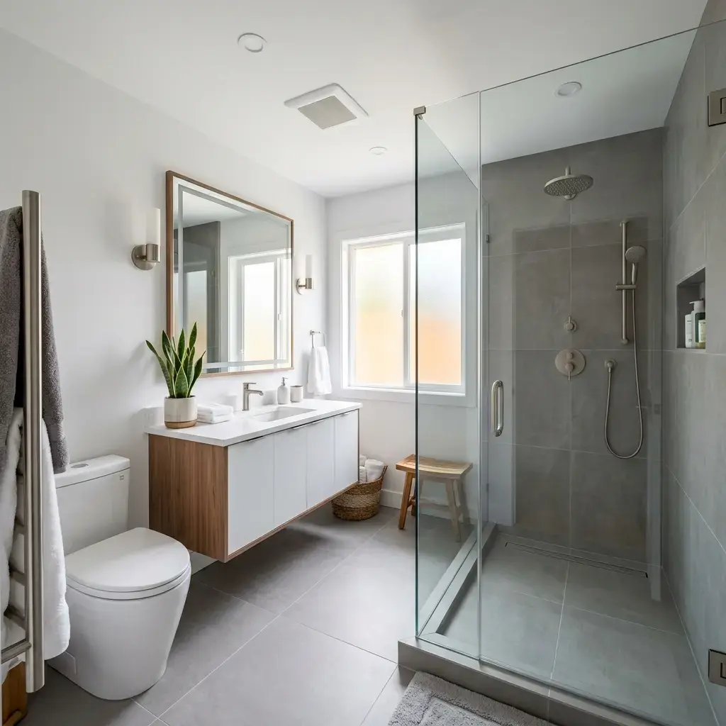Bathroom renovation cost Vancouver 2026 — completed modern bathroom renovation by DELANA Interiors
