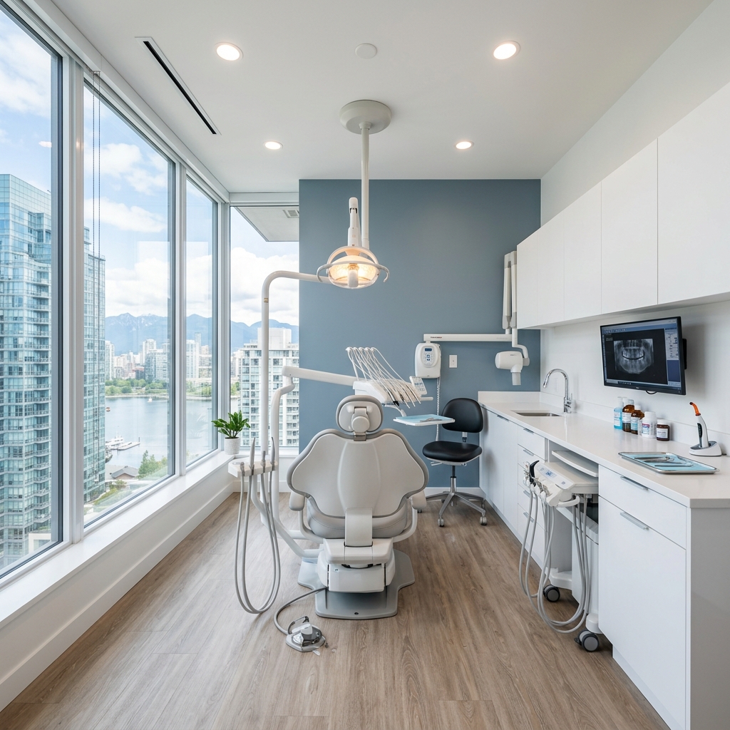 Dental clinic tenant improvement in Vancouver — modern treatment room by DELANA Interiors