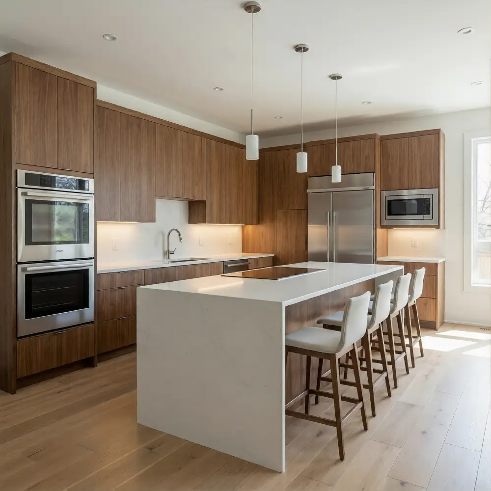 Contemporary kitchen renovation dark wood cabinets Vancouver - DELANA Interiors