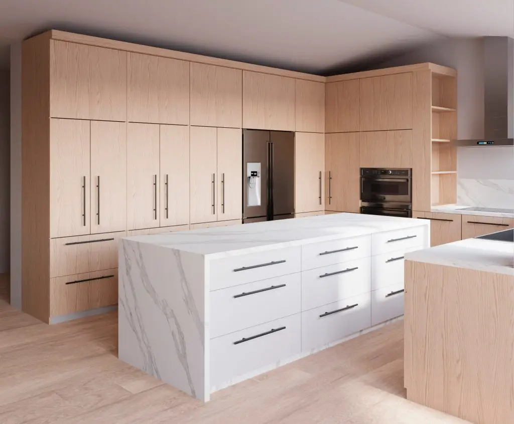 Modern white kitchen renovation with island Vancouver - DELANA Interiors