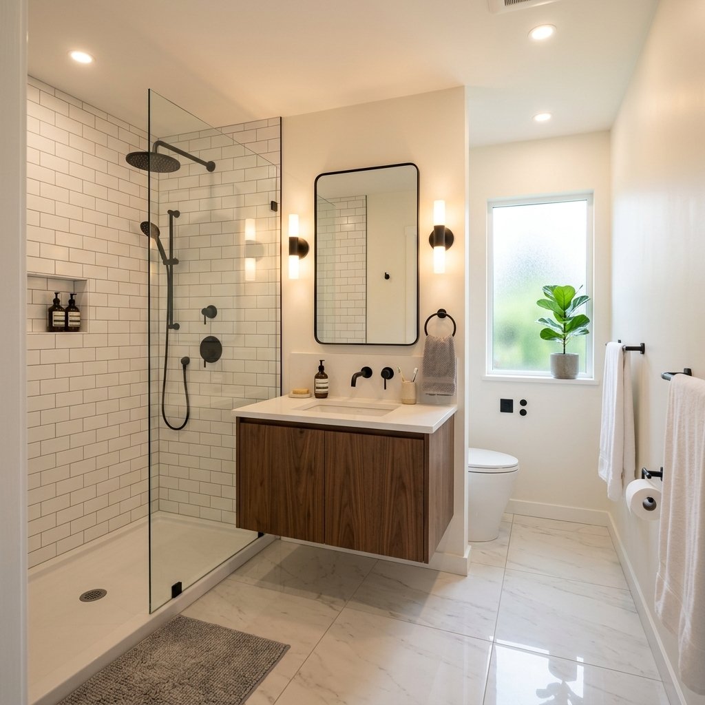 Completed bathroom renovation in Vancouver - mid-range renovation returns 80-115% of cost at resale