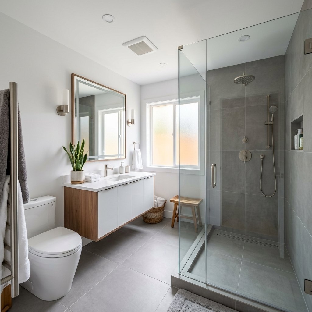 Bathroom renovation cost Vancouver 2026 — completed modern bathroom renovation by DELANA Interiors