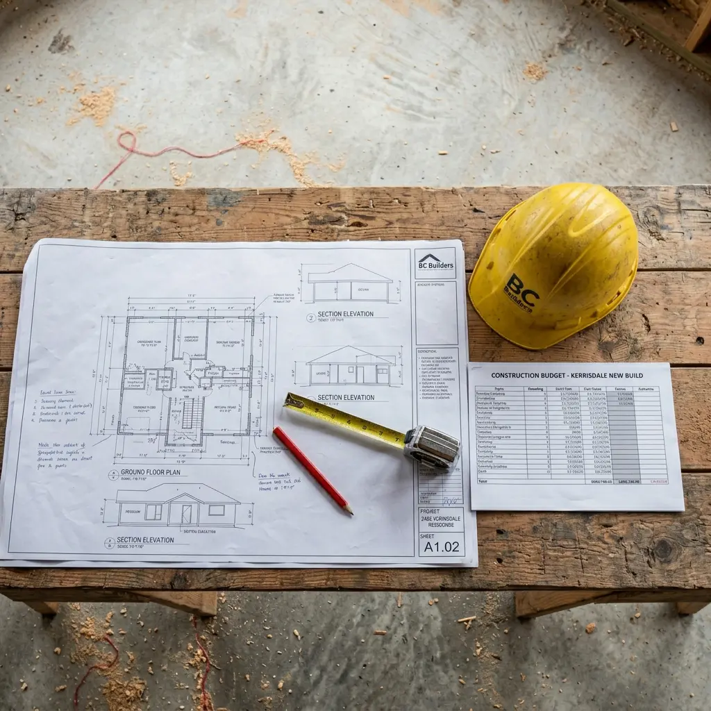 General contractor reviewing custom home build plans with Vancouver homeowners — DELANA Interiors