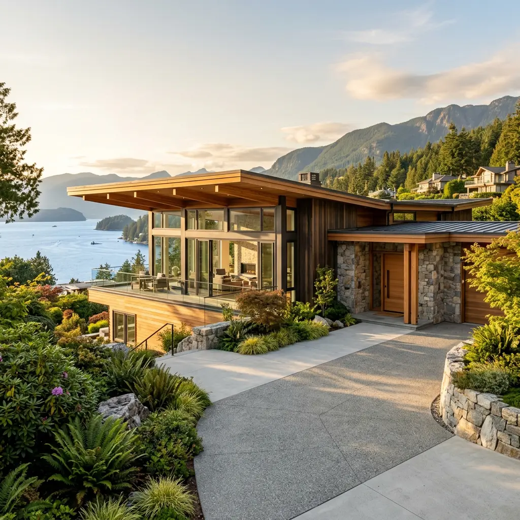 Luxury custom home in West Vancouver showing premium exterior finishes — DELANA Interiors